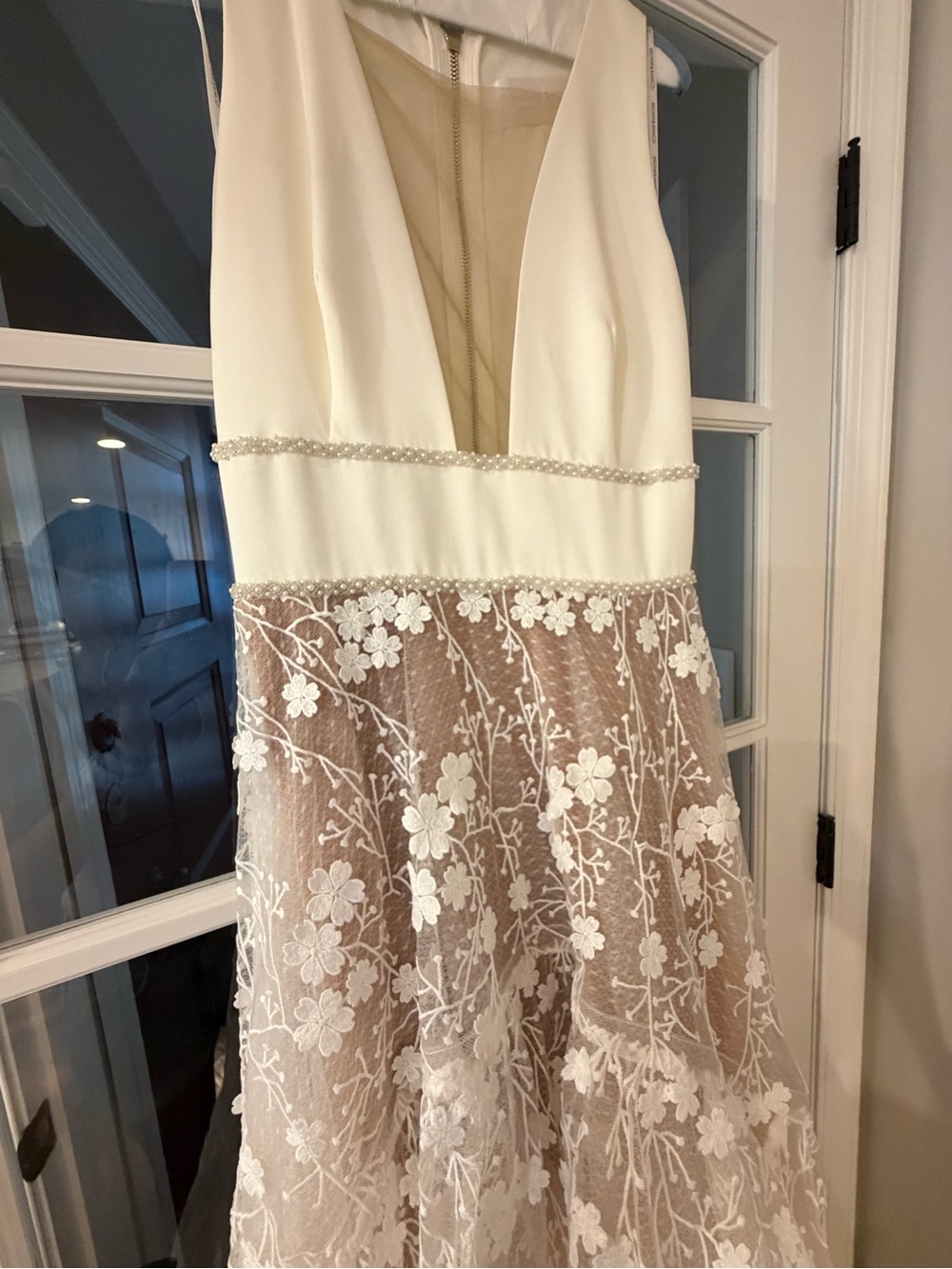 Bronx & Banco Fiona Bridal Gown Size S White Floral Lace High Low Wedding Dress - Picture 4 of 7